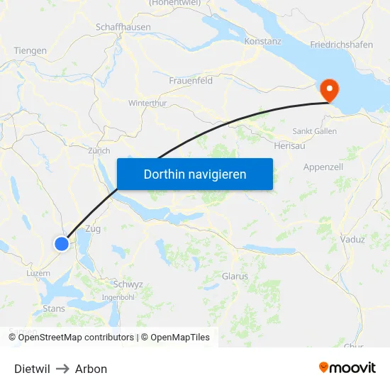 Dietwil to Arbon map