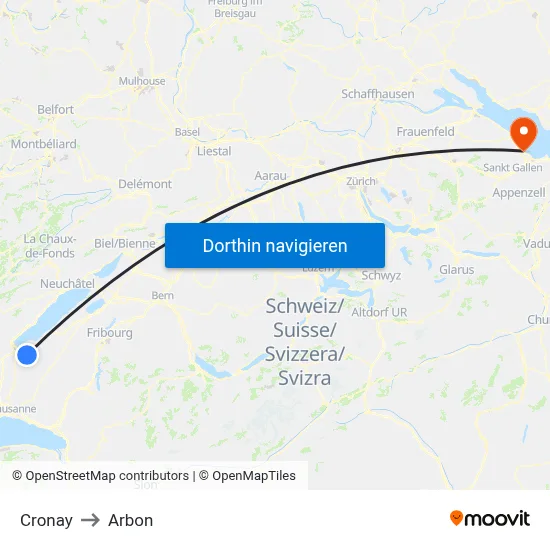 Cronay to Arbon map