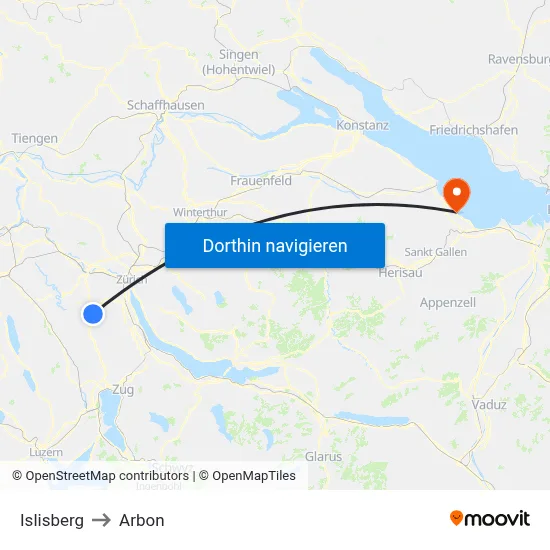 Islisberg to Arbon map