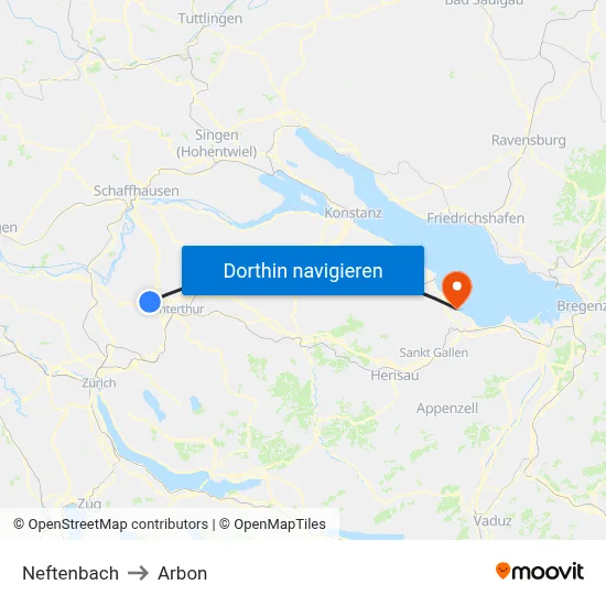 Neftenbach to Arbon map