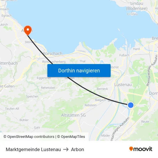 Marktgemeinde Lustenau to Arbon map