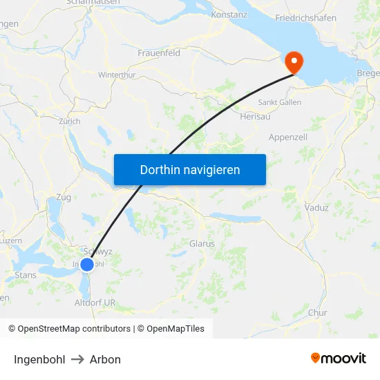 Ingenbohl to Arbon map