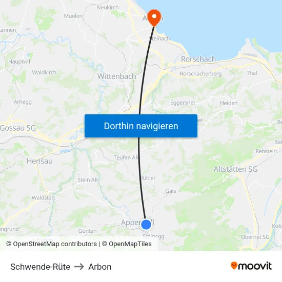 Schwende-Rüte to Arbon map