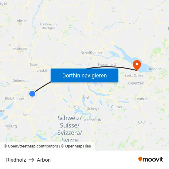 Riedholz to Arbon map