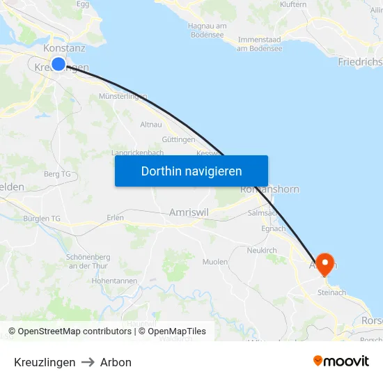 Kreuzlingen to Arbon map