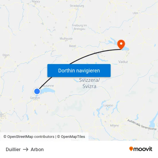 Duillier to Arbon map
