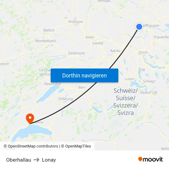 Oberhallau to Lonay map