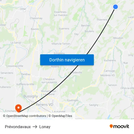 Prévondavaux to Lonay map