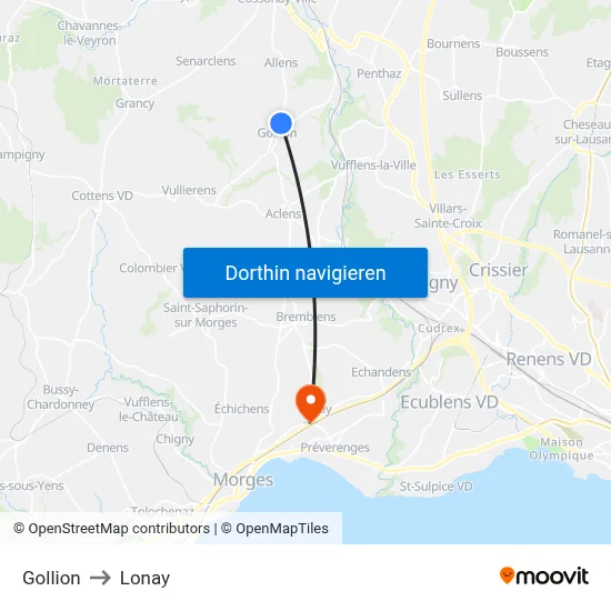 Gollion to Lonay map