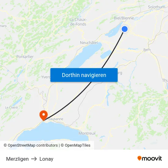 Merzligen to Lonay map
