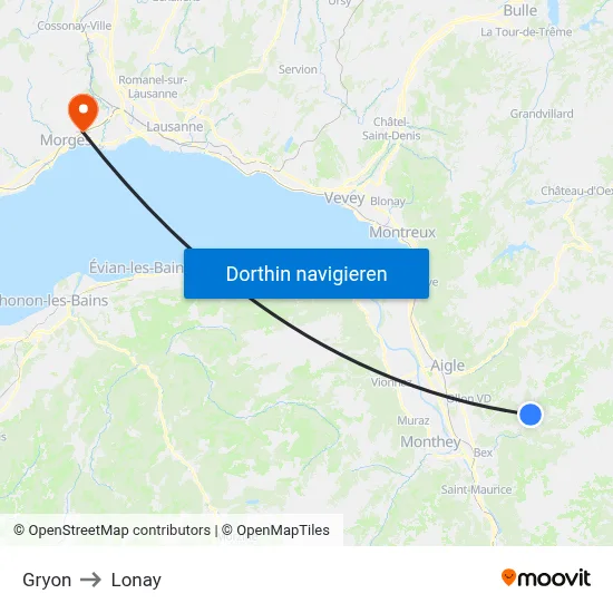 Gryon to Lonay map
