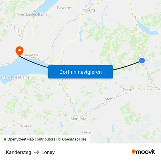 Kandersteg to Lonay map