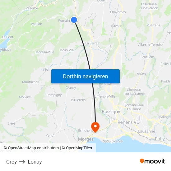 Croy to Lonay map