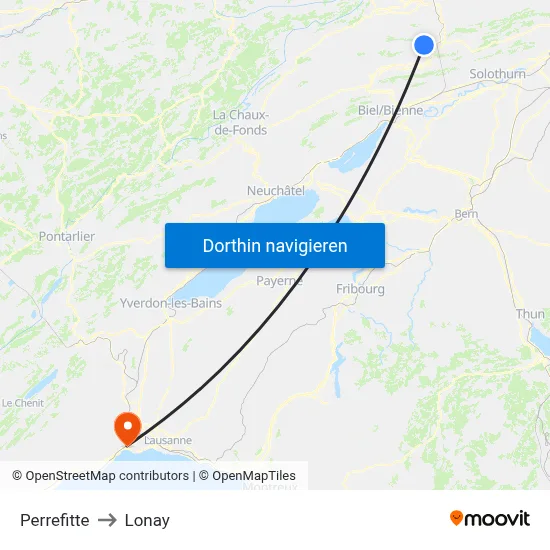 Perrefitte to Lonay map