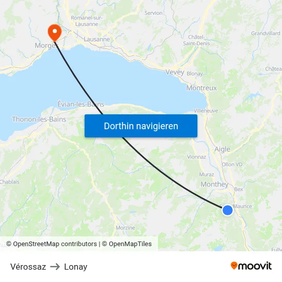 Vérossaz to Lonay map