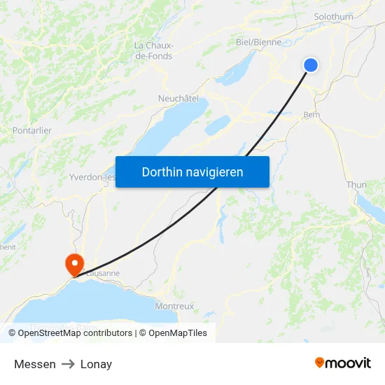 Messen to Lonay map