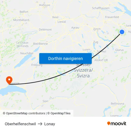 Oberhelfenschwil to Lonay map