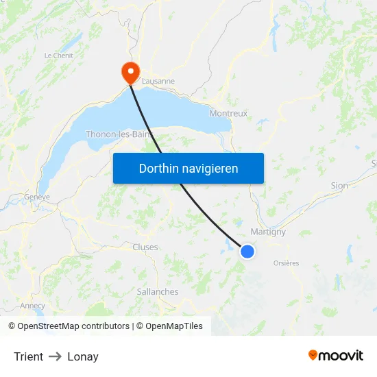 Trient to Lonay map