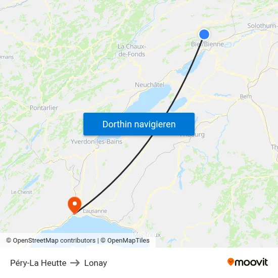 Péry-La Heutte to Lonay map