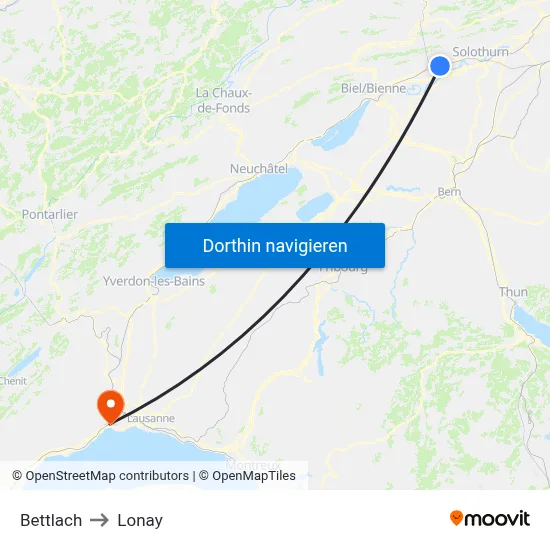 Bettlach to Lonay map