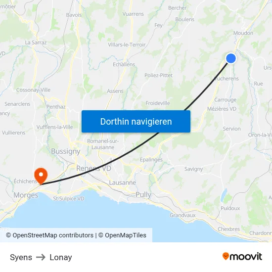 Syens to Lonay map