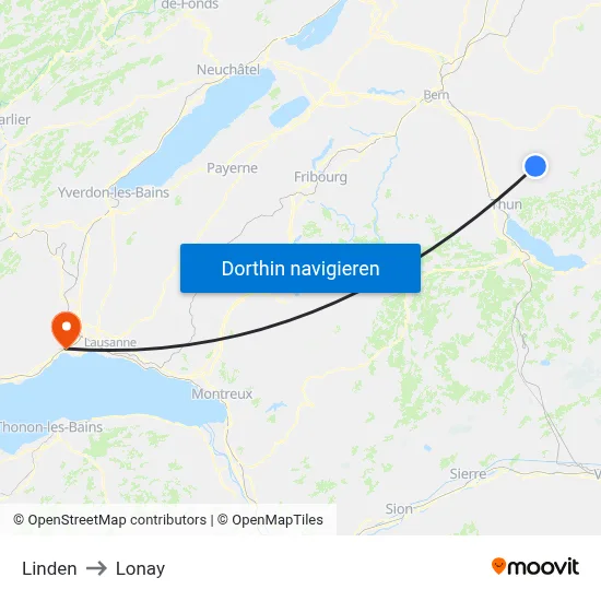 Linden to Lonay map