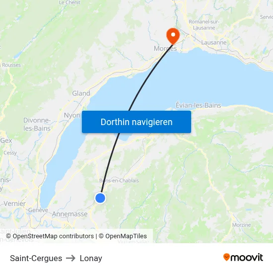 Saint-Cergues to Lonay map