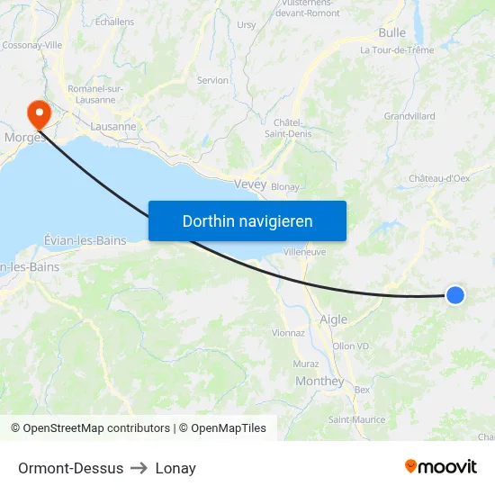 Ormont-Dessus to Lonay map