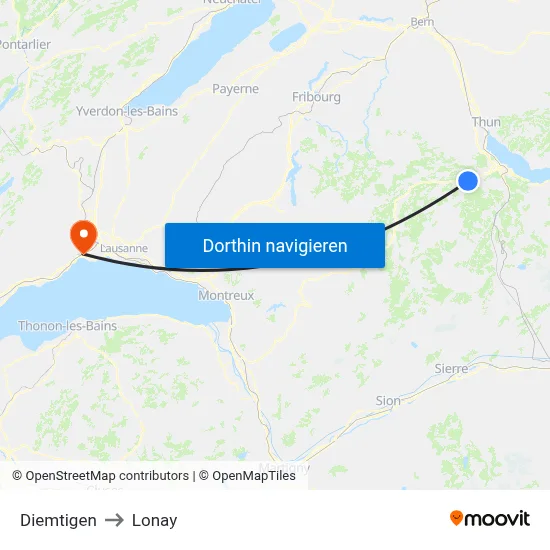 Diemtigen to Lonay map