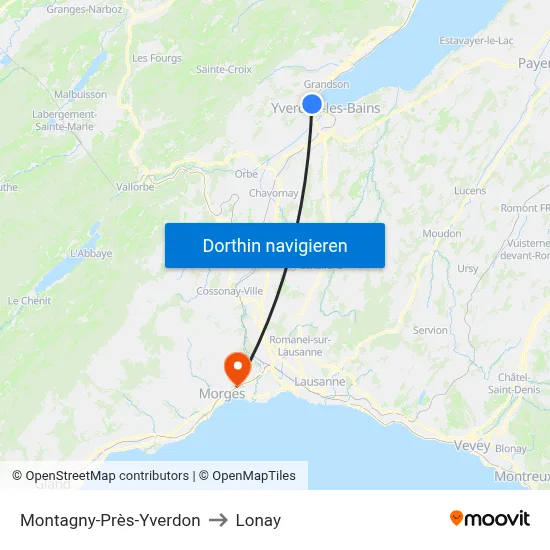 Montagny-Près-Yverdon to Lonay map