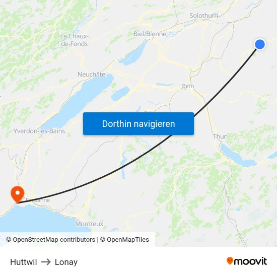 Huttwil to Lonay map
