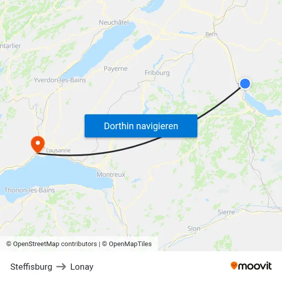 Steffisburg to Lonay map