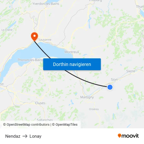 Nendaz to Lonay map