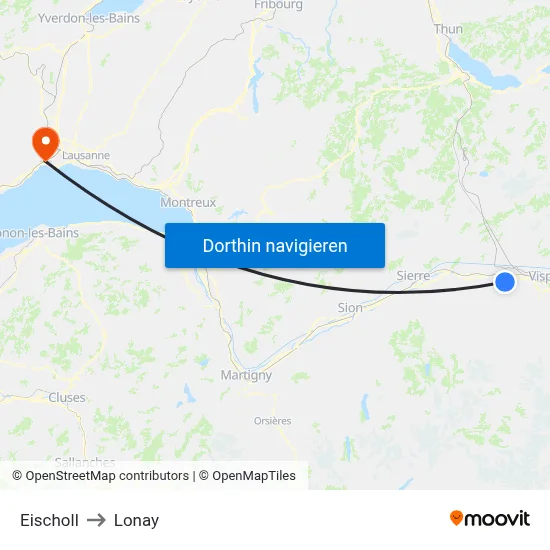 Eischoll to Lonay map