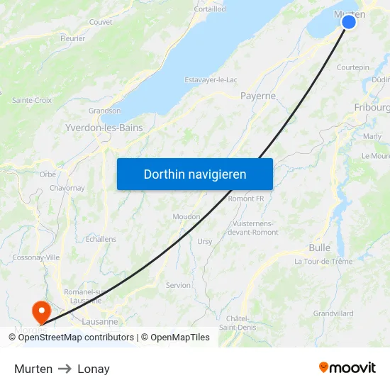 Murten to Lonay map