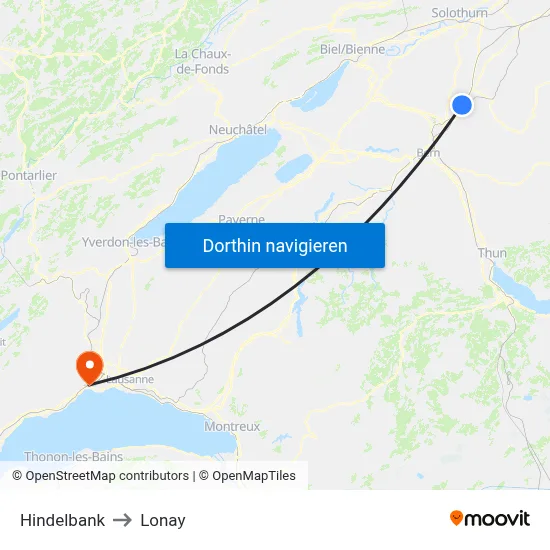 Hindelbank to Lonay map