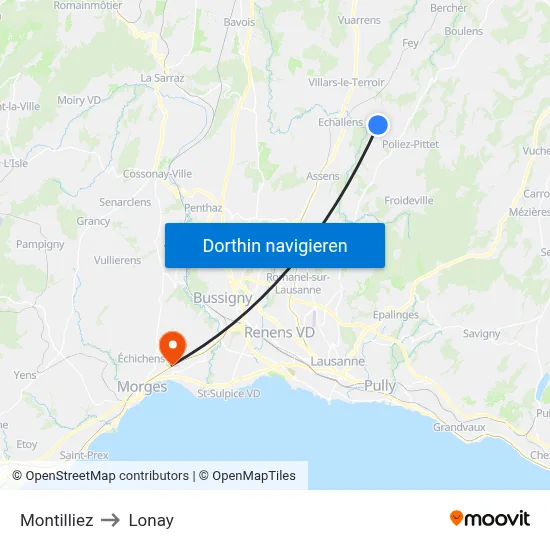 Montilliez to Lonay map