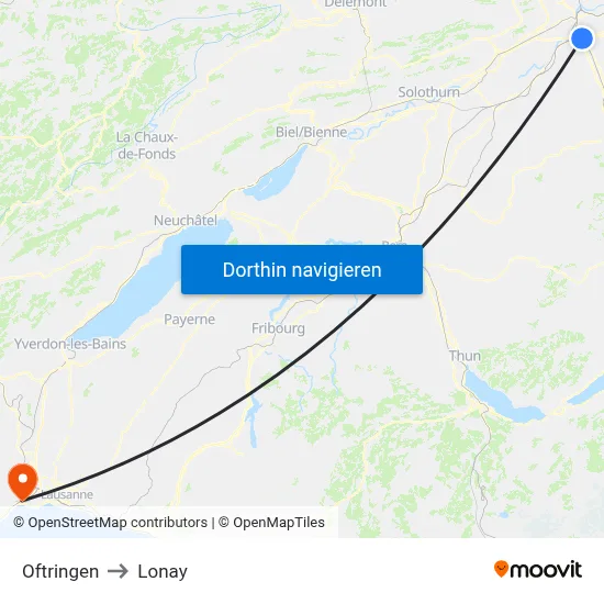 Oftringen to Lonay map