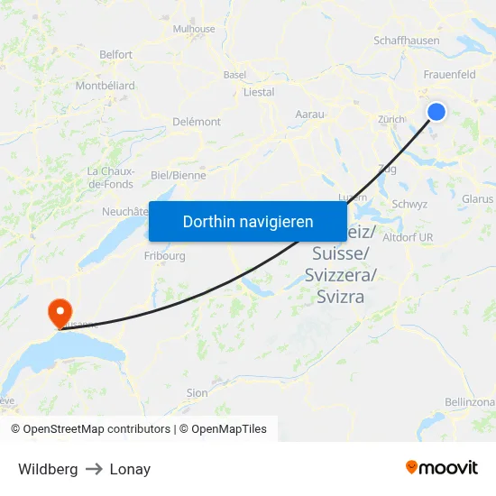 Wildberg to Lonay map