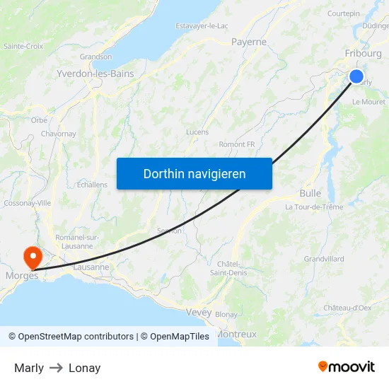 Marly to Lonay map