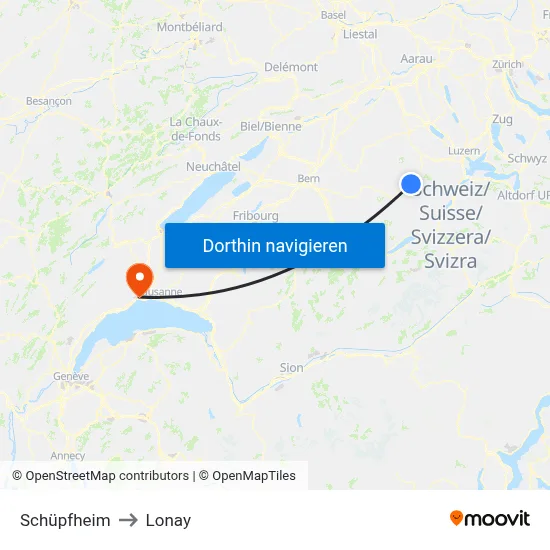 Schüpfheim to Lonay map