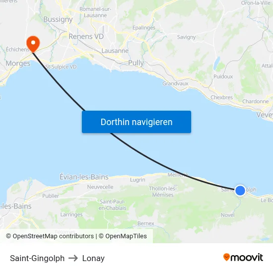 Saint-Gingolph to Lonay map