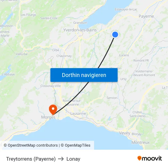 Treytorrens (Payerne) to Lonay map