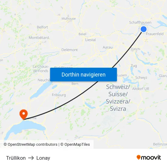 Trüllikon to Lonay map