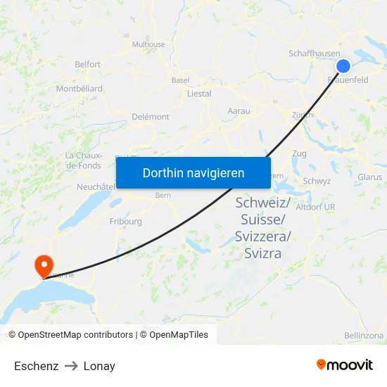 Eschenz to Lonay map