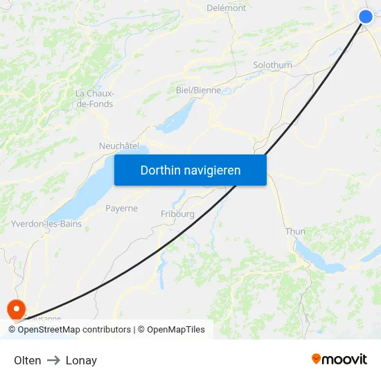 Olten to Lonay map