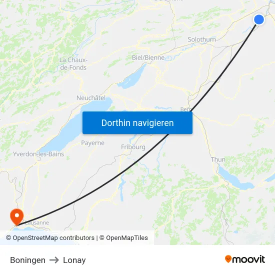 Boningen to Lonay map