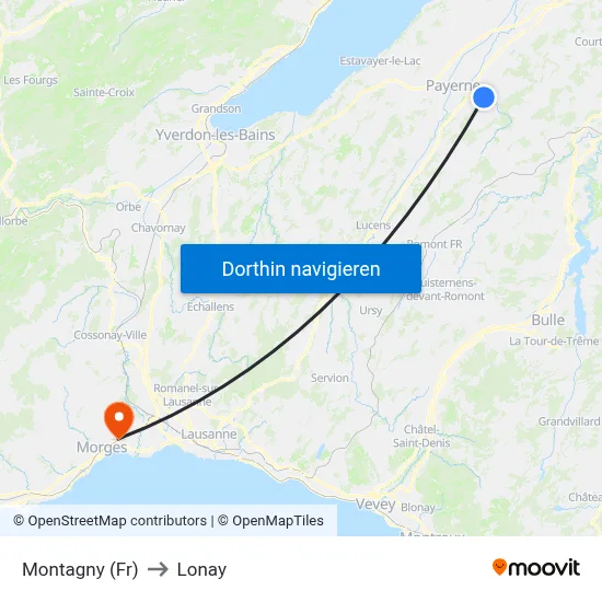 Montagny (Fr) to Lonay map