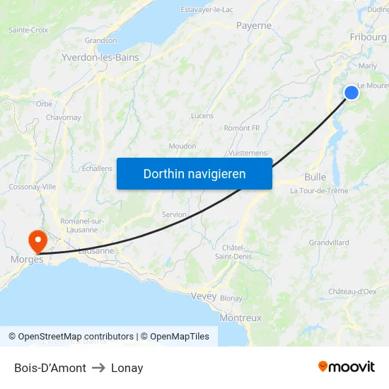 Bois-D’Amont to Lonay map