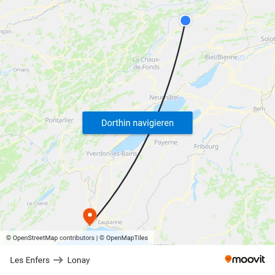 Les Enfers to Lonay map